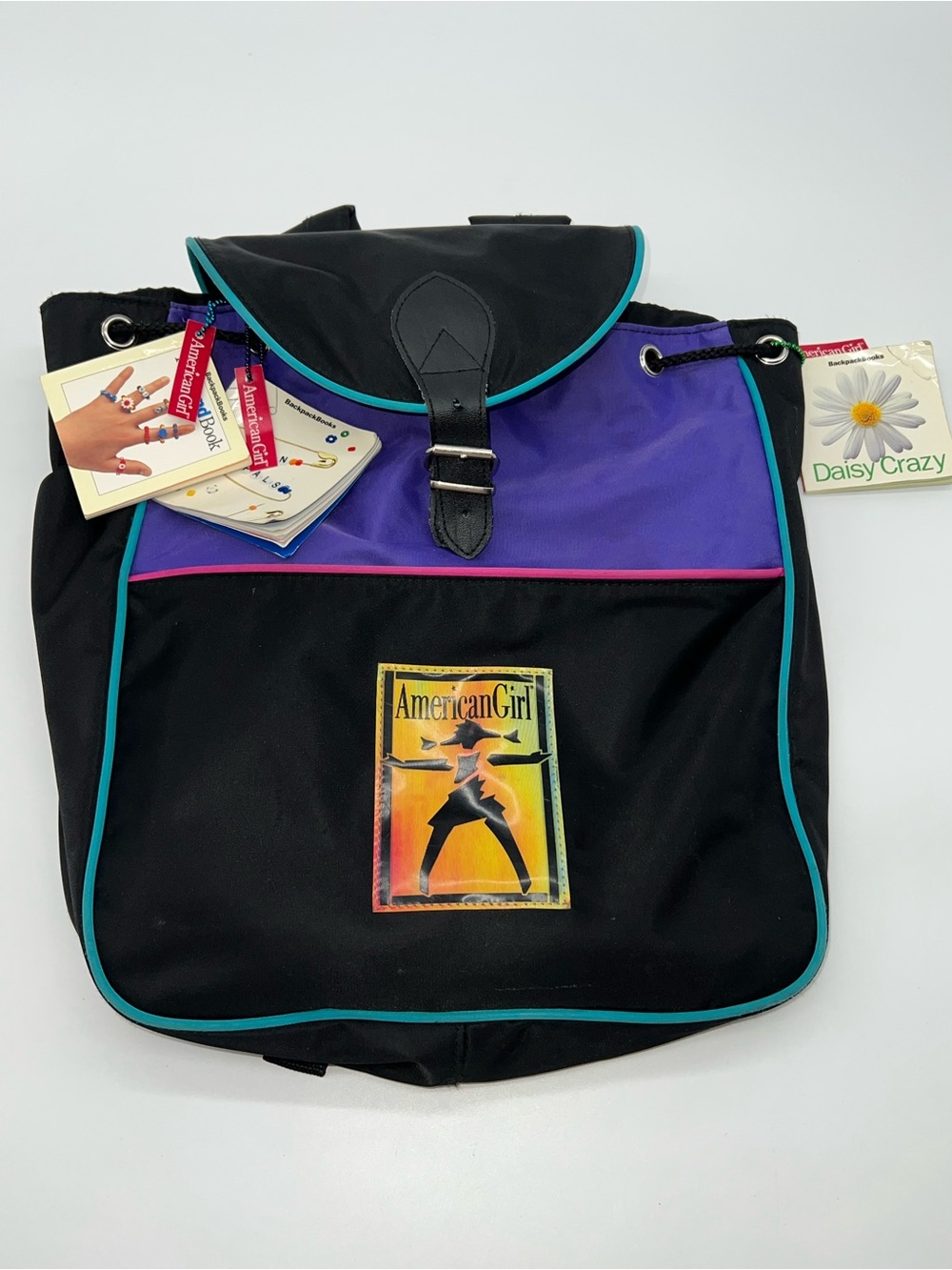 American Girl 90s Dress Like Your Dolls Backpack w/3 Backpack Books-Black/Multi